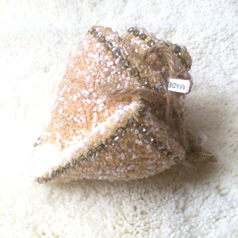 Beaded & Rhinestones Seashell Holiday Ornament 5” NWT